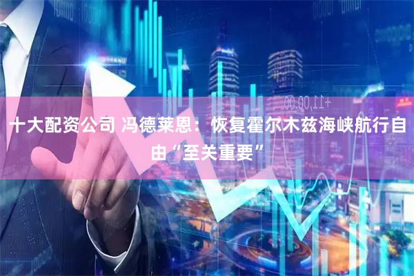 十大配资公司 冯德莱恩：恢复霍尔木兹海峡航行自由“至关重要”